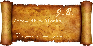 Jeremiás Bianka névjegykártya